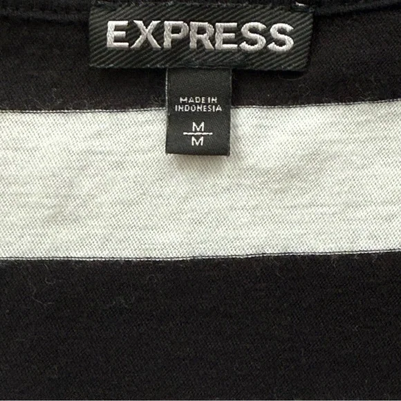 Express Black and White Striped Short Sleeve Tee - Picture 4 of 5
